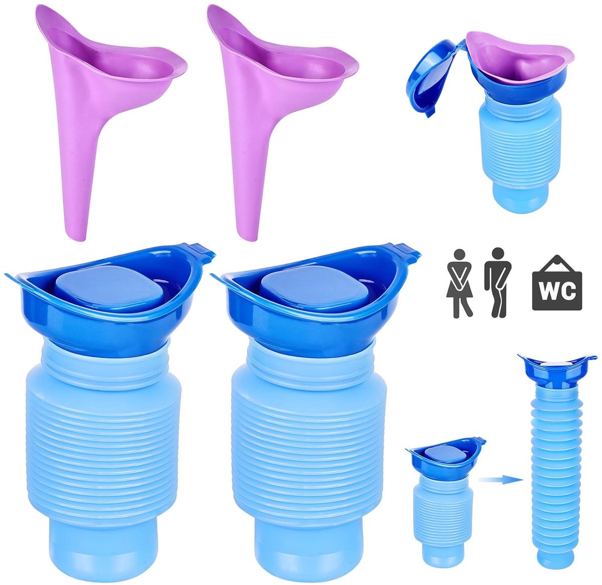 SnelShoppen - Astringent Urinal 4 Stuks, Mini Urinaal 750ml, Draagbare Toilet Jar, Pee Bottle voor Mannen en Vrouwen, Nood Toiletten voor Camping en R