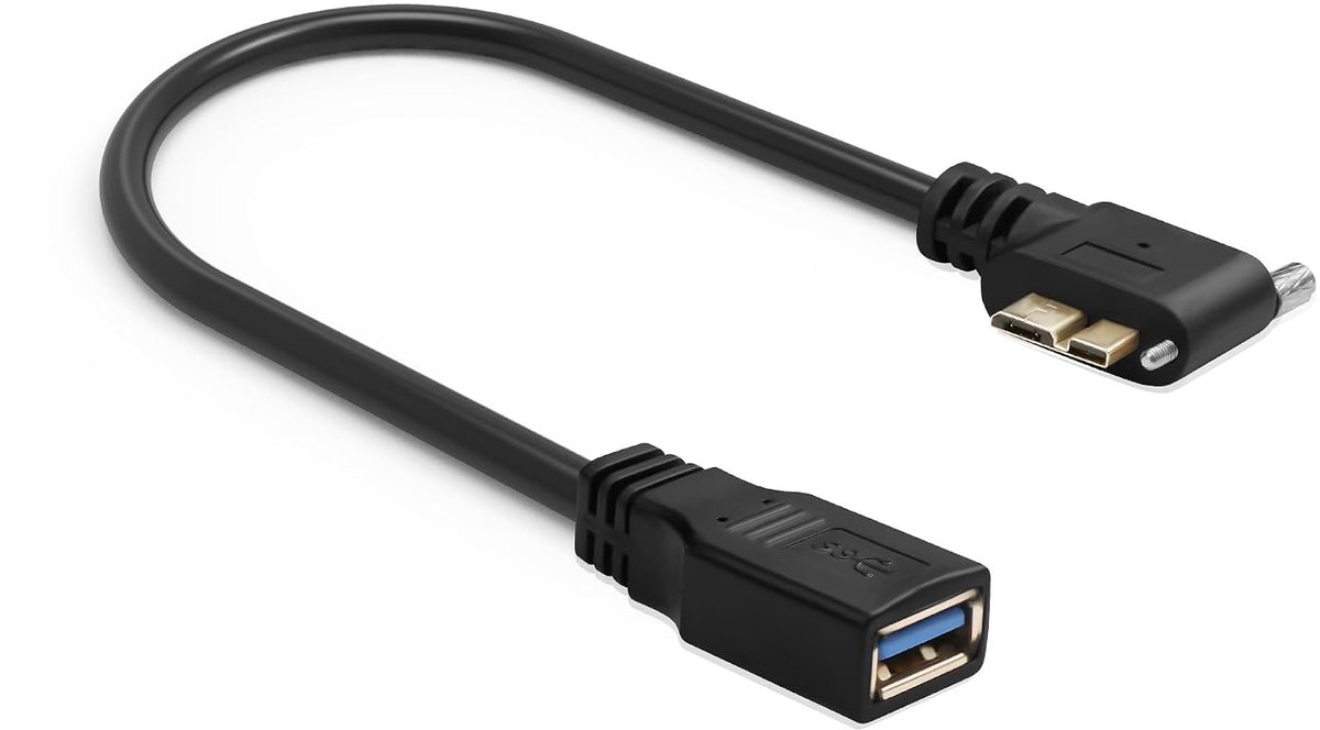 USB 3.0 A naar 90 graden Micro B USB harde schijf adapterkabel - 20 cm (Micro B linkshoek) - ShopVlot