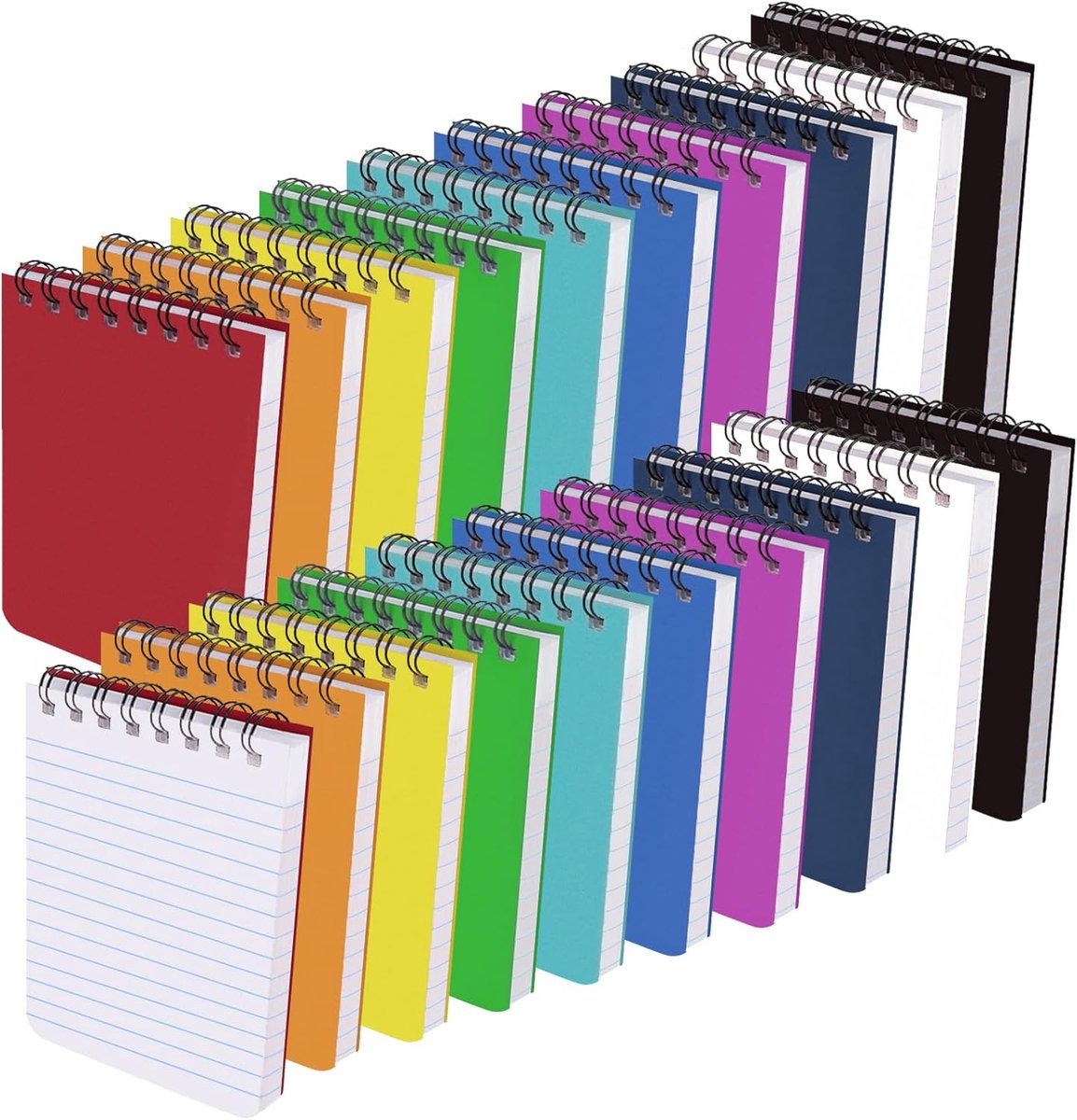 SnelShoppen - 20 Stuks Mini Notitieboekjes Pocket Notepad Spiralen Lijn Notitieboekjes Kleurvol Compact voor School, Werk, Notities en Memo's