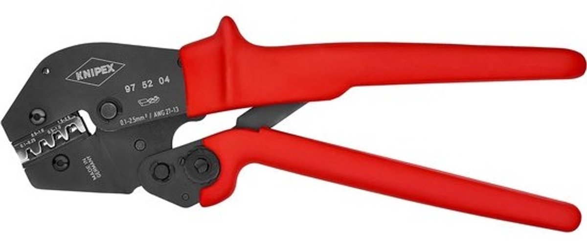 Krimptang - Handgereedschap - Voor het krimpen van connectoren - Dubbele hefboom - 250 mm - Rood