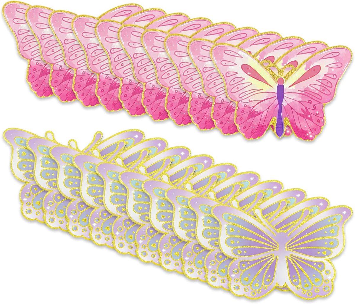SnelShoppen - 20 Vlinder Uitnodigingskaarten voor Kinderen, Roze Fantasie Ontwerp, Perfect voor Verjaardagsfeest en Feestdecoratie, 15x10cm, Papieren