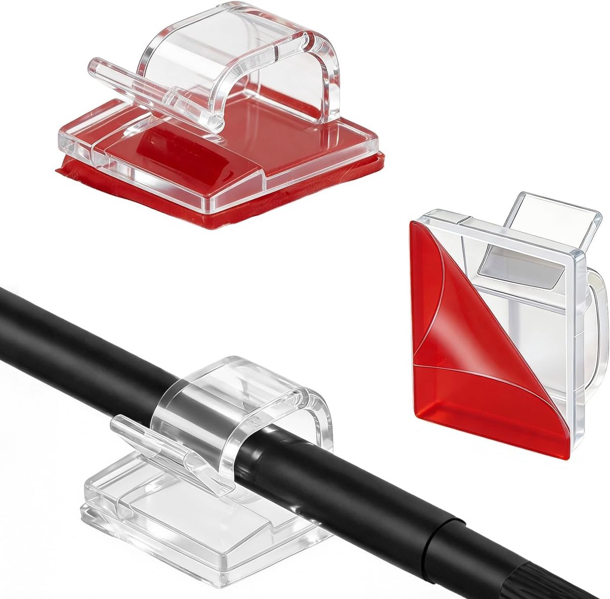 Kabelclips 60 st. - Zelfklevende Draadclip - Transparant - Ideaal voor kabelorganisaties - ShopVlot