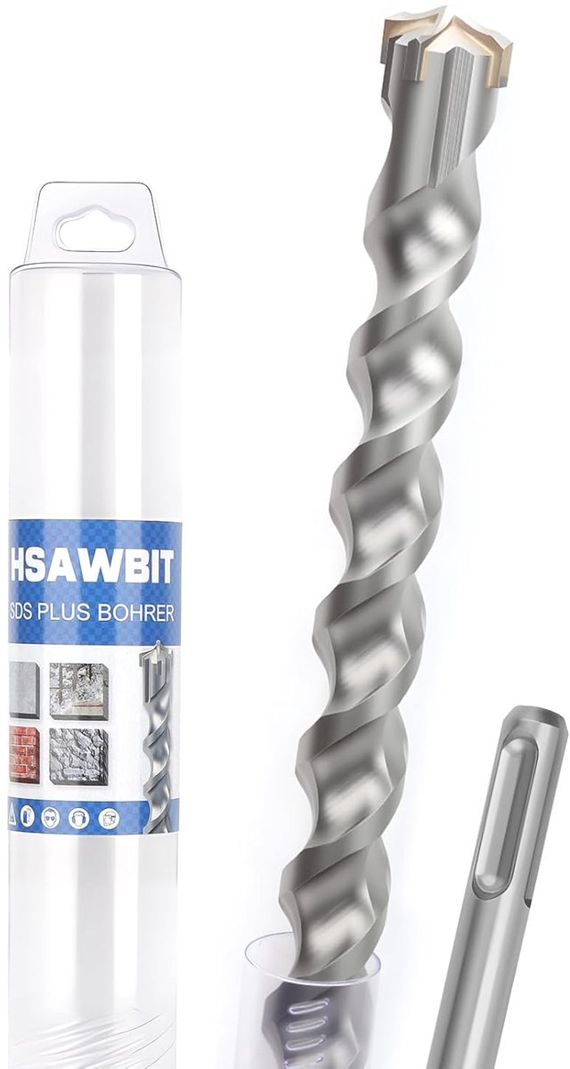 SnelShoppen - SDS Plus Boor 35mm x 310mm, Professionele Hamerboor voor Beton, Metselwerk, Steen en Baksteen, Ideaal voor Verstevigd Beton, 4 Snijkante