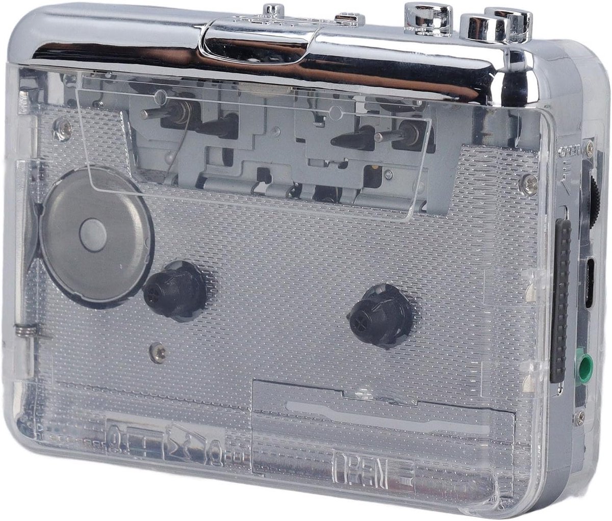 Cassette speler met automatische omkeerfunctie - transparant retro design - 3.5mm AUX aansluiting - ShopVlot