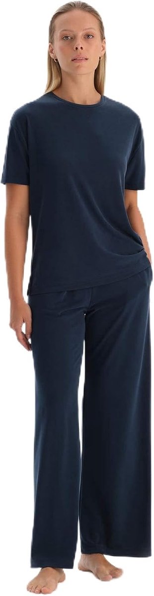 Dames pyjama bottom Navy Gebreide Regular Hoge Taille Supreme Lange Pijpbroek