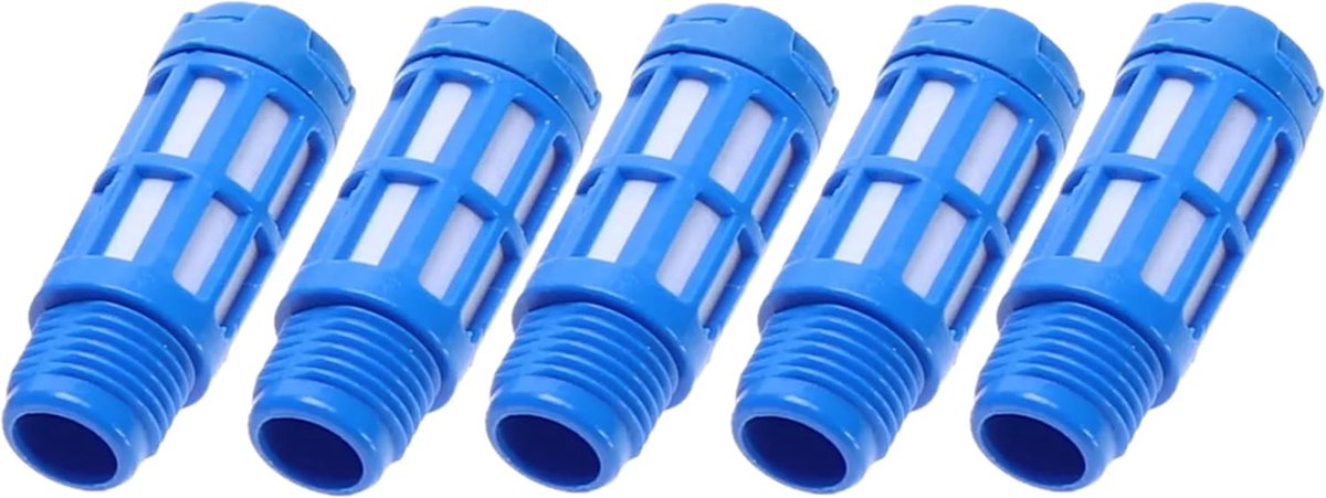 Pneumatische geluiddemper, 1/4 inch, van kunststof, 5-delige set, industriële kwaliteit (5, kunststof 1/4 inch)