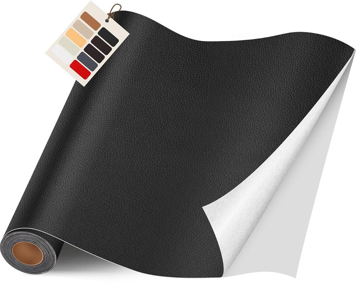 Kunstleer, zelfklevend, zwart, 40 x 400 cm, lederen reparatieset voor meubels, banken, autostoelen, tassen, lederen reparatie en renovatie (zwart)