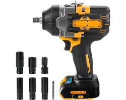 Accu-slagmoersleutel voor Dewalt 18V, 3-in-1 Professional 1200N·m (900ft-lbs) slagmoersleutel met 5-modussnelheid, 1/2 inch elektrisch slagpistool met 5 stopcontacten voor bandenwissel