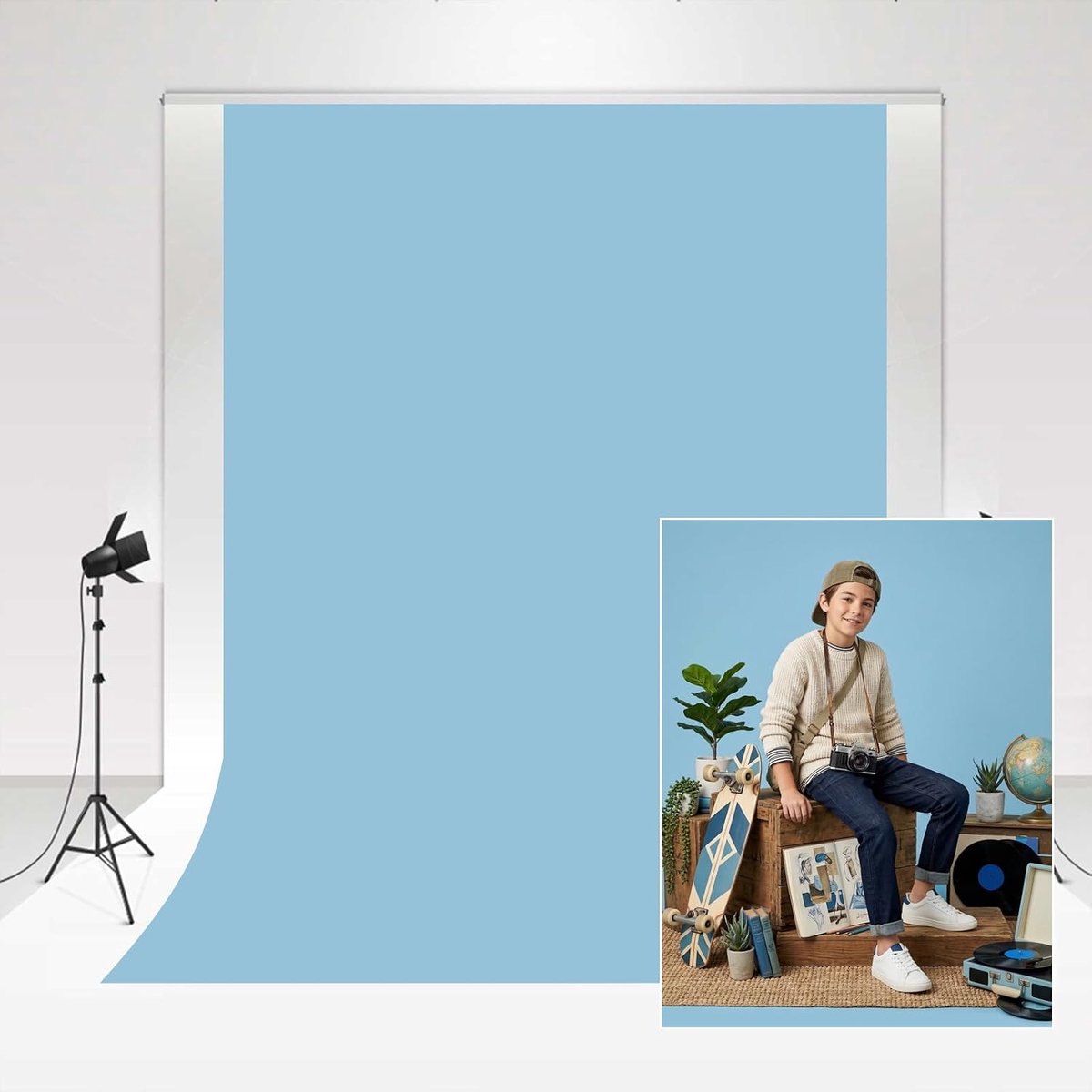 Baby Blauwe Studio Achtergrond Fotografie 2.4x3m Hemelsblauw Effen Kleur Klassieke Achtergrond Chroma-key Foto Booth Kleur Bruiloft Achtergrond Huidvriendelijke Tijdschrift Reclame Schieten Accessoires