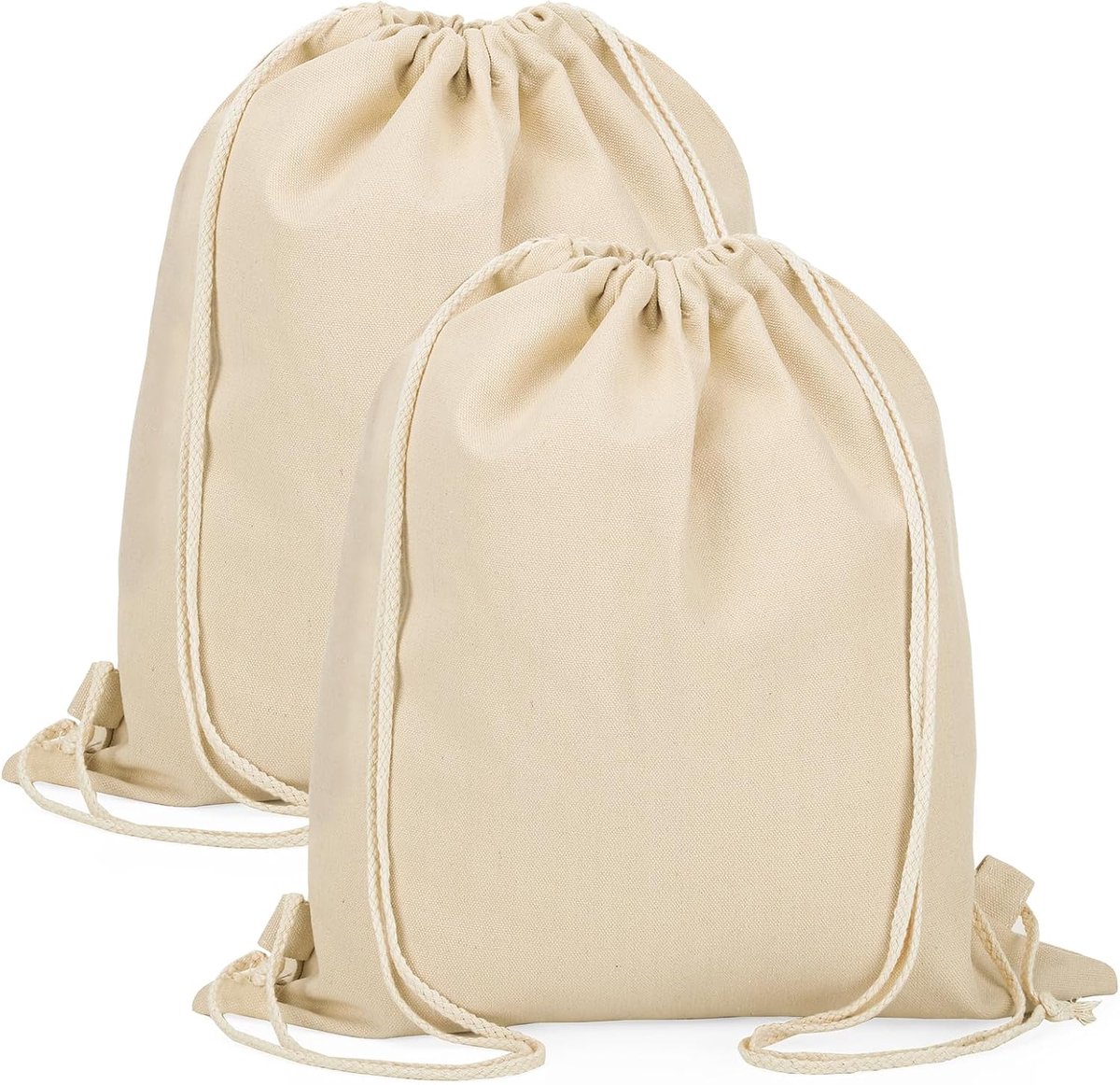 Woric 2 stuks canvas gymtassen, 38 x 42 cm, stoffen tas met trekkoord, rugzak, sporttas, jute tas om te beschilderen, stoffen tas, dames en heren, kinderen, sport, reizen, Valentijnsdag, Pasen