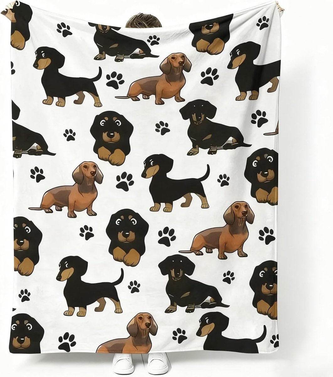 Teckel-Deken 150x200 – Cartoon-Hondendesign
