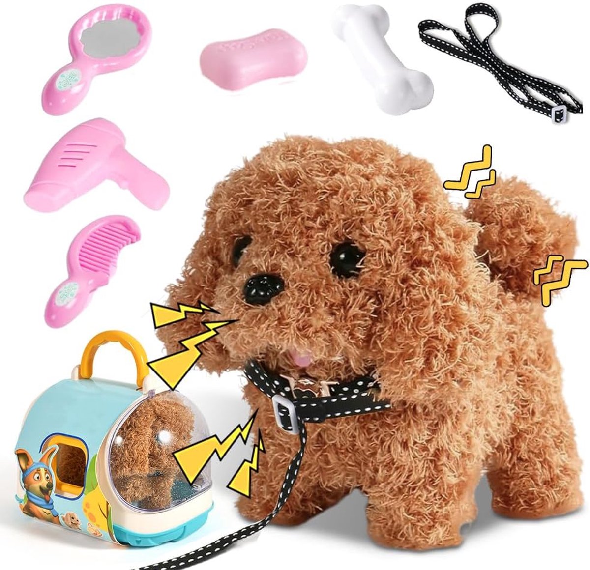 Hondenspeelgoed voor kinderen, loop- en blaffende hond, elektrische pluche hond, knuffeldier, hond, interactief cadeau voor 2, 3, 4, 5, 6 jaar, cadeau-ideeën (honden)