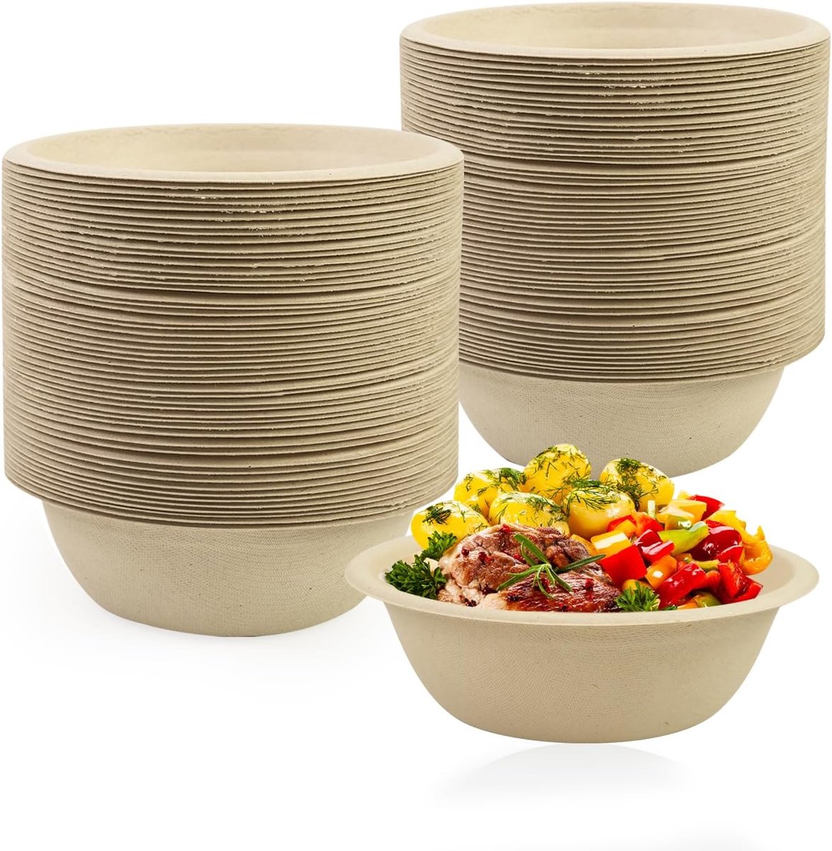 Wegwerp Pappellen 100 Stuks Soepborden Pappellen Suikerriet Wegwerpservies Borden Eenmalige Wegwerpsoepborden Voor Feest En Picknicks (natuurlijk, 260ML)