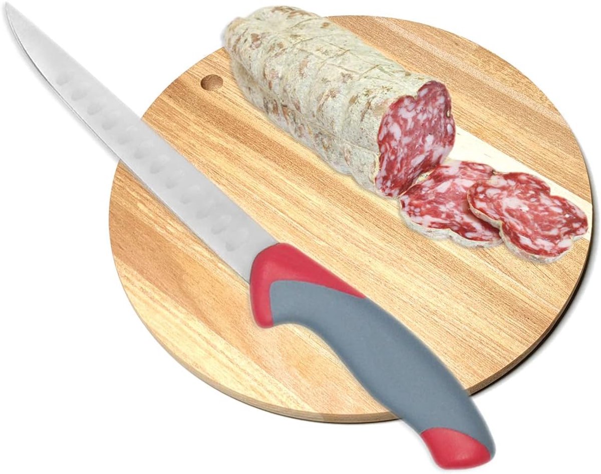 Snijplank van hout, rond, klein, voor Salami, Ø 20 cm, professioneel, antislip