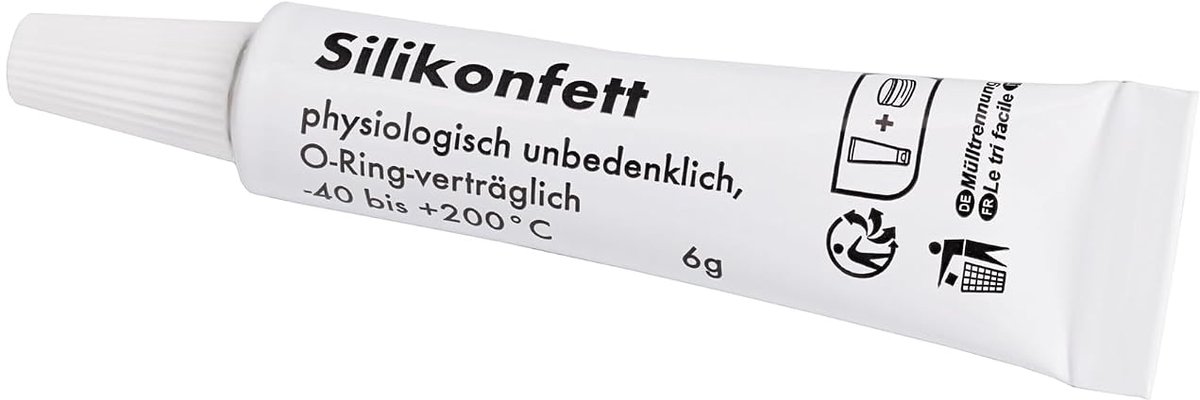 Siliconenvet voor volautomatische koffiemachines per tubes van 6 g, geschikt voor levensmiddelen voor zetgroep, afdichting, O-ring, EPDM VMQ MVQ NBR FKM (1 tubes à 6 g)