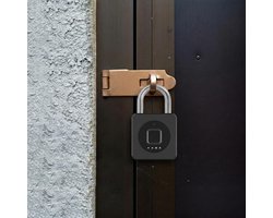 ELinkSmart Hangslot voor sportschool, ontgrendelen via vingerafdruk of iOS Watch app, meergebruiker, waterdicht, sleutelloos slot voor kluis, garage, schuur, school, outdoor, zwart
