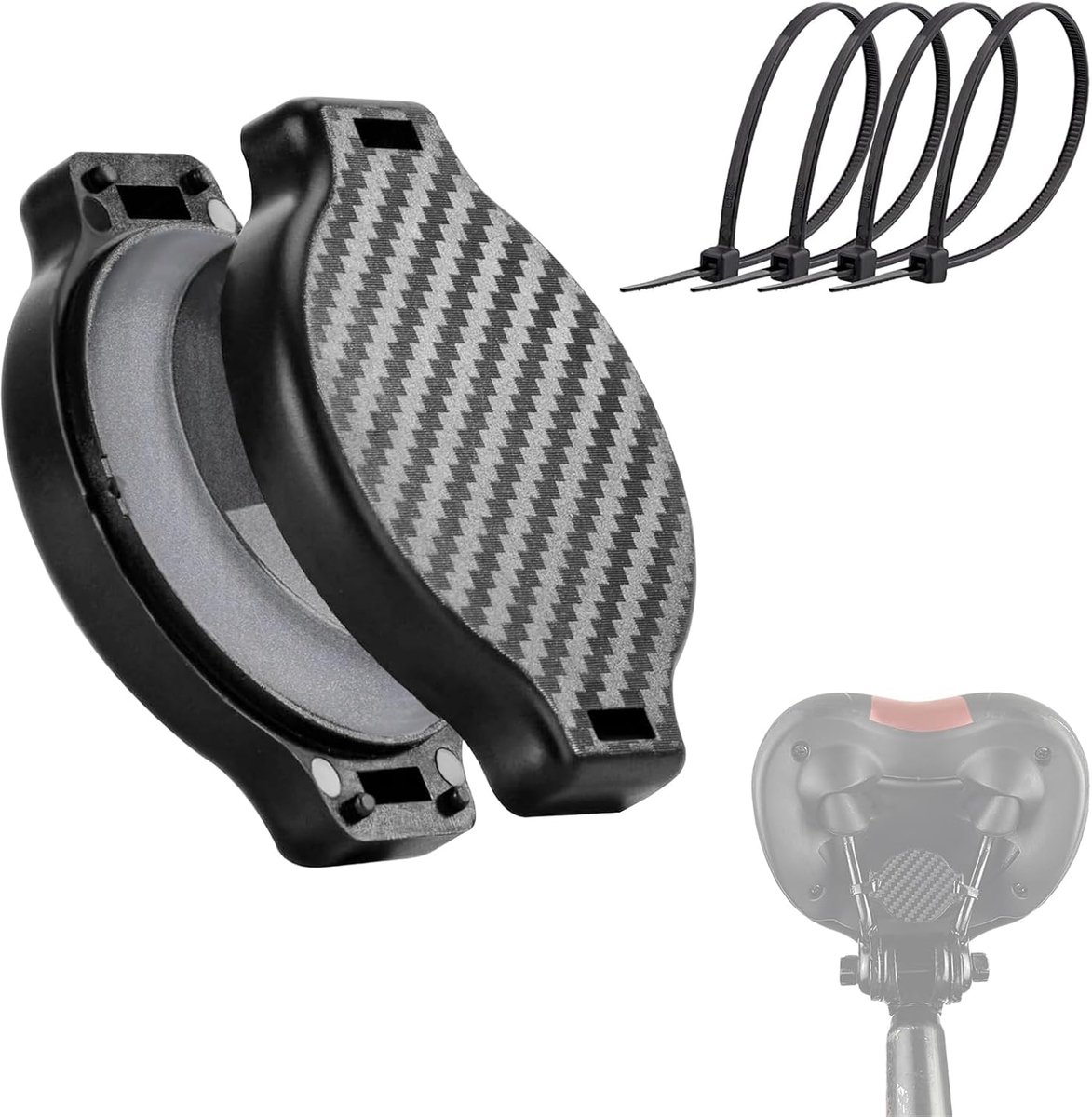 Fietshouder, Verborgen Airtag Beschermhoes Onder de Stoel, Waterdichte Anti-vibratie Houder, Verborgen Fietshouder voor AirTag met 4 Kabelbinders voor Fietsen