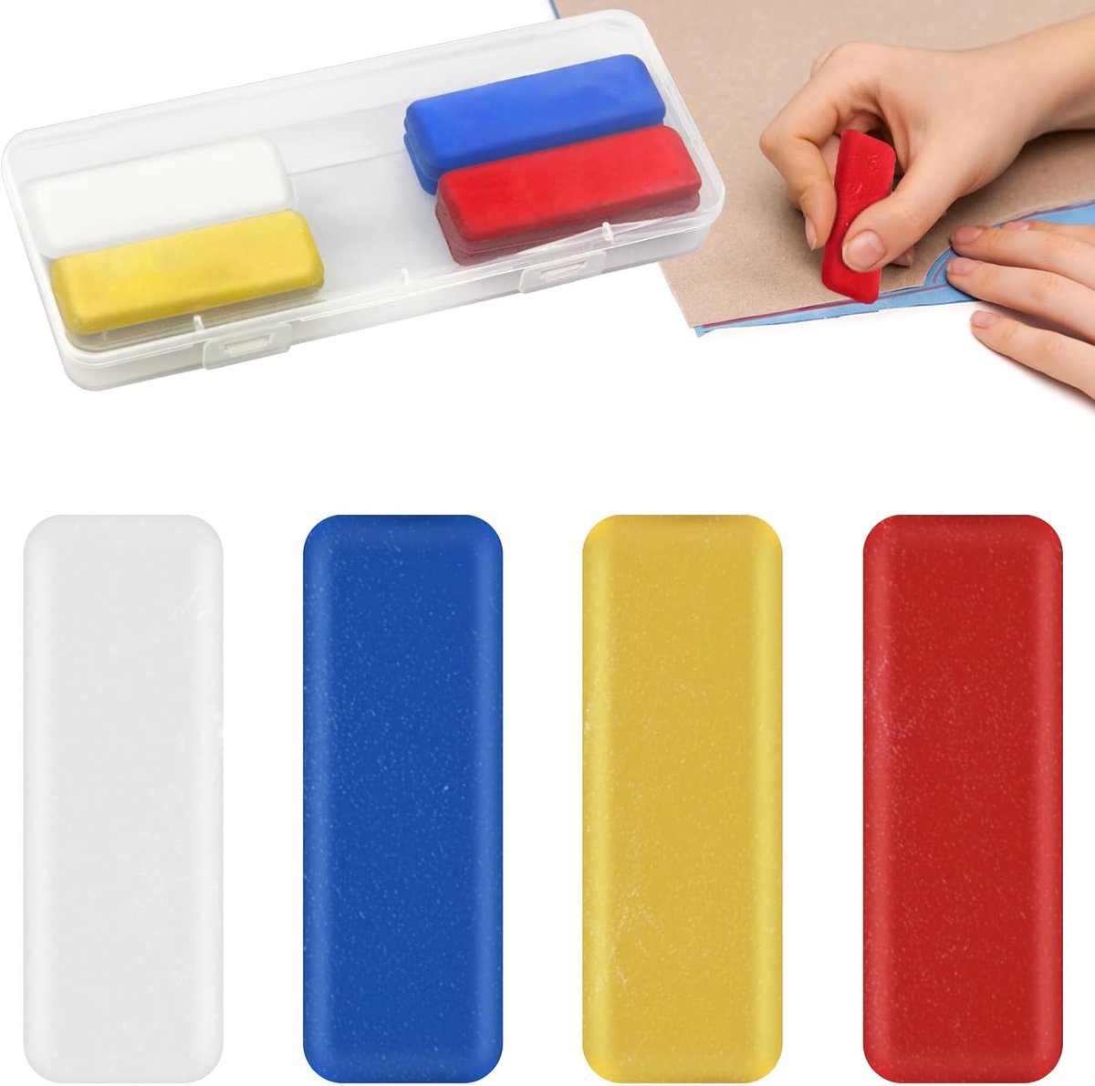 12 stuks kleermakers krijt, stoffen krijt met doorzichtige plastic doos, kleermakers naaiklet voor het markeren van stoffen, naaibenodigdheden, 4 kleuren