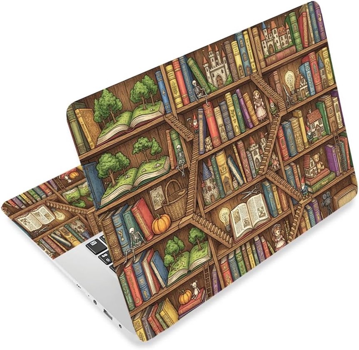 Laptop Skin Sticker met Boekenplank Ontwerp - Universele Vinyl Decal voor Notebooks en Computers, Zelfklevend en Verwijderbaar, 9,27 x 12,15 inch Bescherming en Decoratie