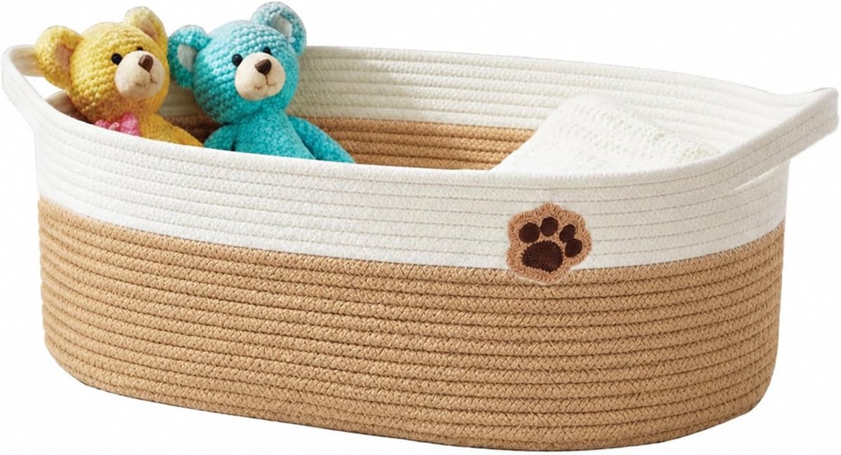 Opbergmand voor huisdierenaccessoires en dekens - 30L wasmand met handvatten, multifunctionele stoffen opbergcontainer 50×20×28cm bruin
