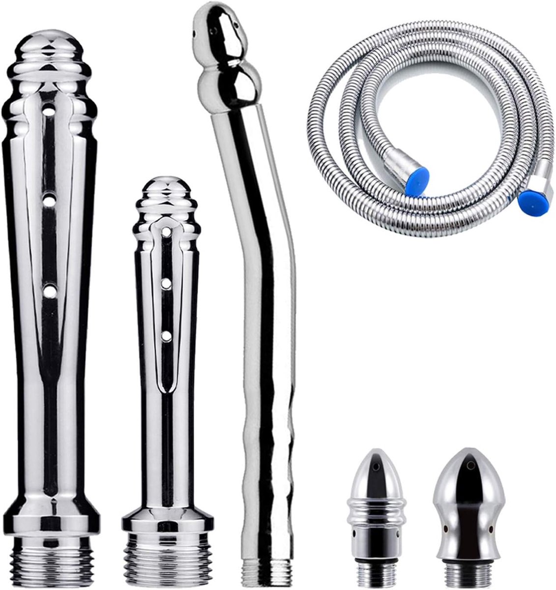 Douchekit voor Intieme Hygiëne, 3 Uniseks Aluminium Douchekop voor Darmspoeling - Thuisdouche met Fluwelen Opbergtas & 59inch Doucheslang
