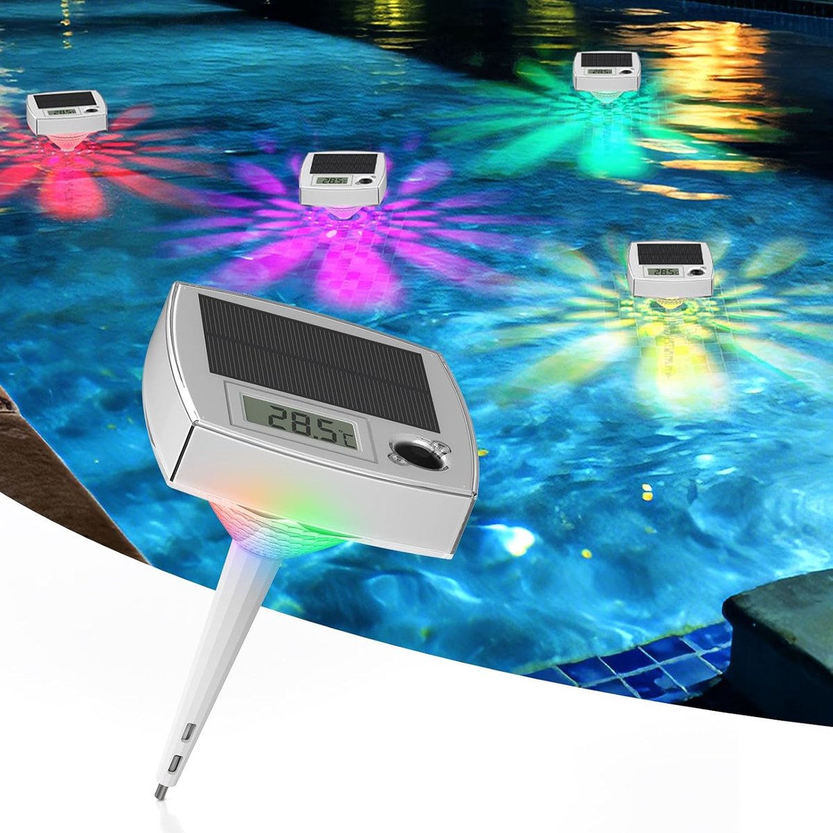 Zwembadlamp op zonne-energie met dubbele lcd-schermen (1)