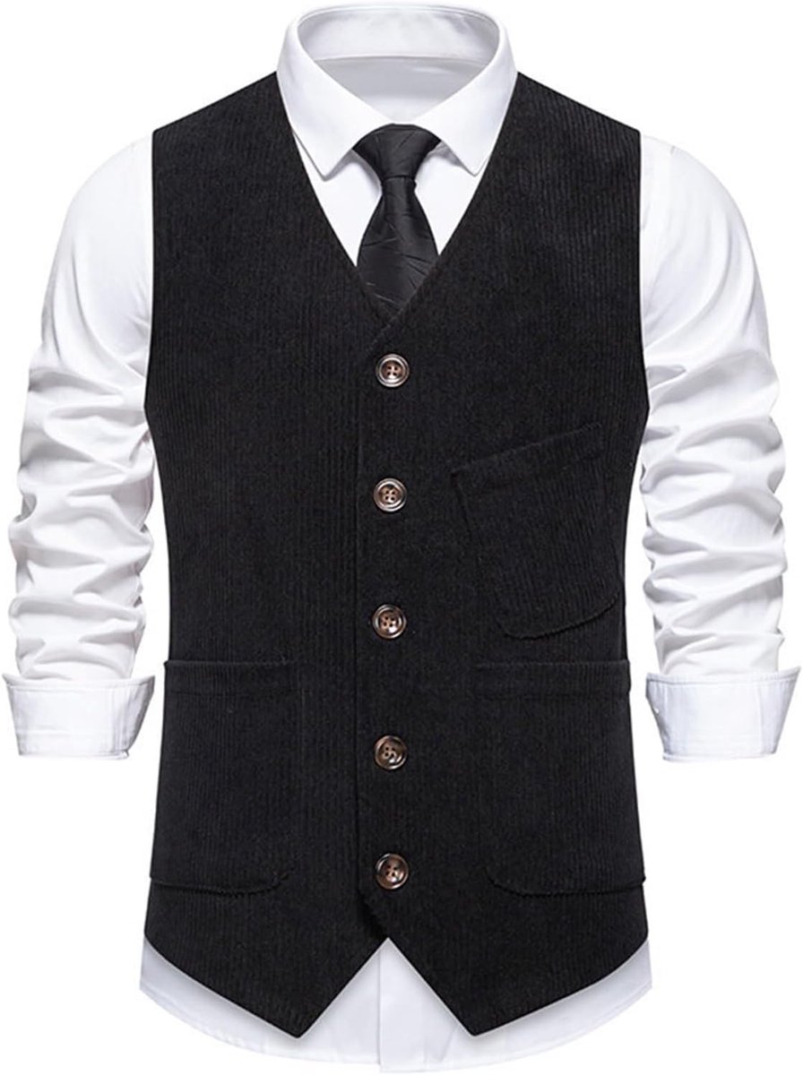 Kostuumvest met V-hals voor heren, casual stijl en