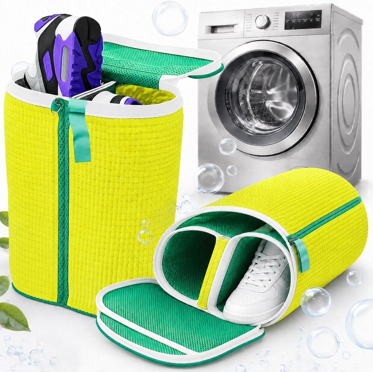 Waszak voor Schoenen, Herbruikbare Waszak met Rits, 360° Reiniging, Bescherming voor Sneakers en Sportschoenen, Waterdoorlatend en Antideformatie, Ideaal voor de Wasmachine