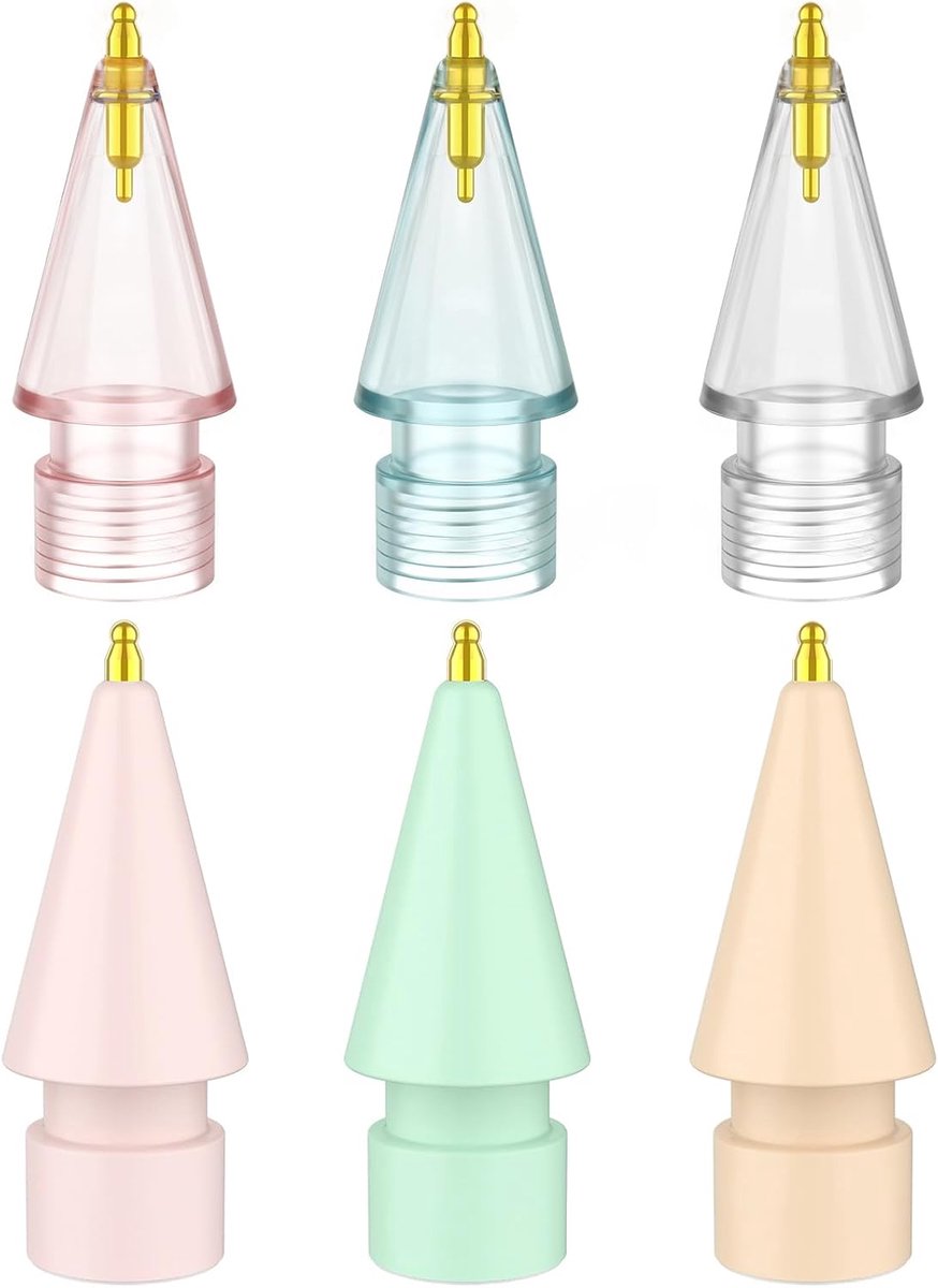 6 stuks fijne punt vervangende tips compatibel met Apple Pencil 2e generatie, Apple Pencil 1e generatie, Apple Pencil USB-C & Apple Pencil Pro kleurrijke iPencil penpunten (veelkleurig)