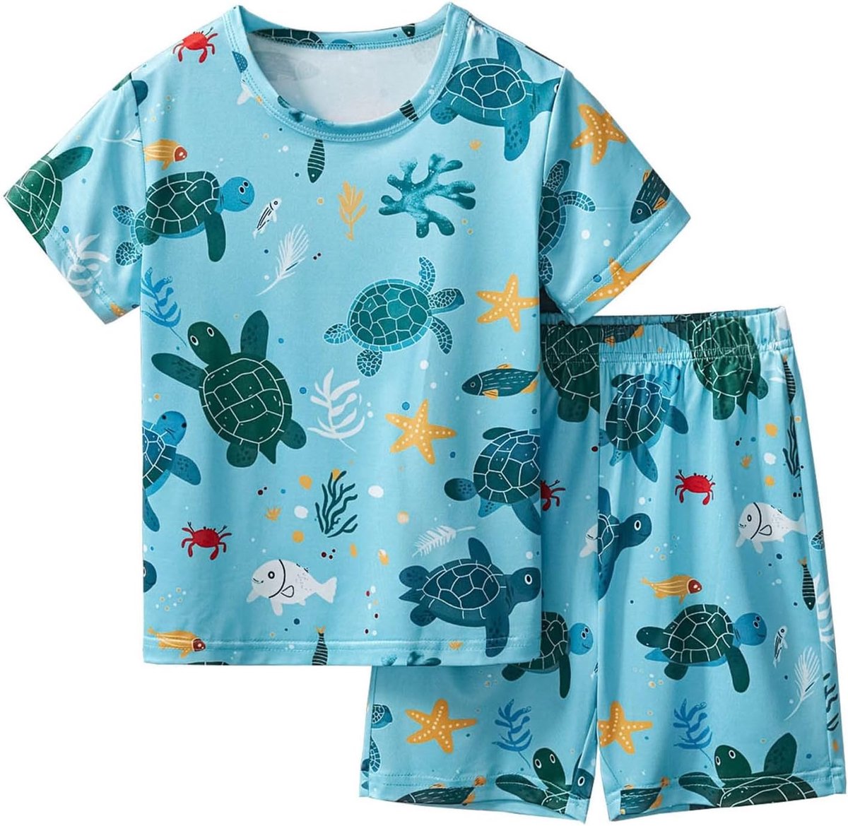 2-delige set voor jongens, babykleding, katoen, T-shirt, shorts, zomer, bedrukt, speels, textiel, veilig voor de zachte huid van de kleintjes, A43