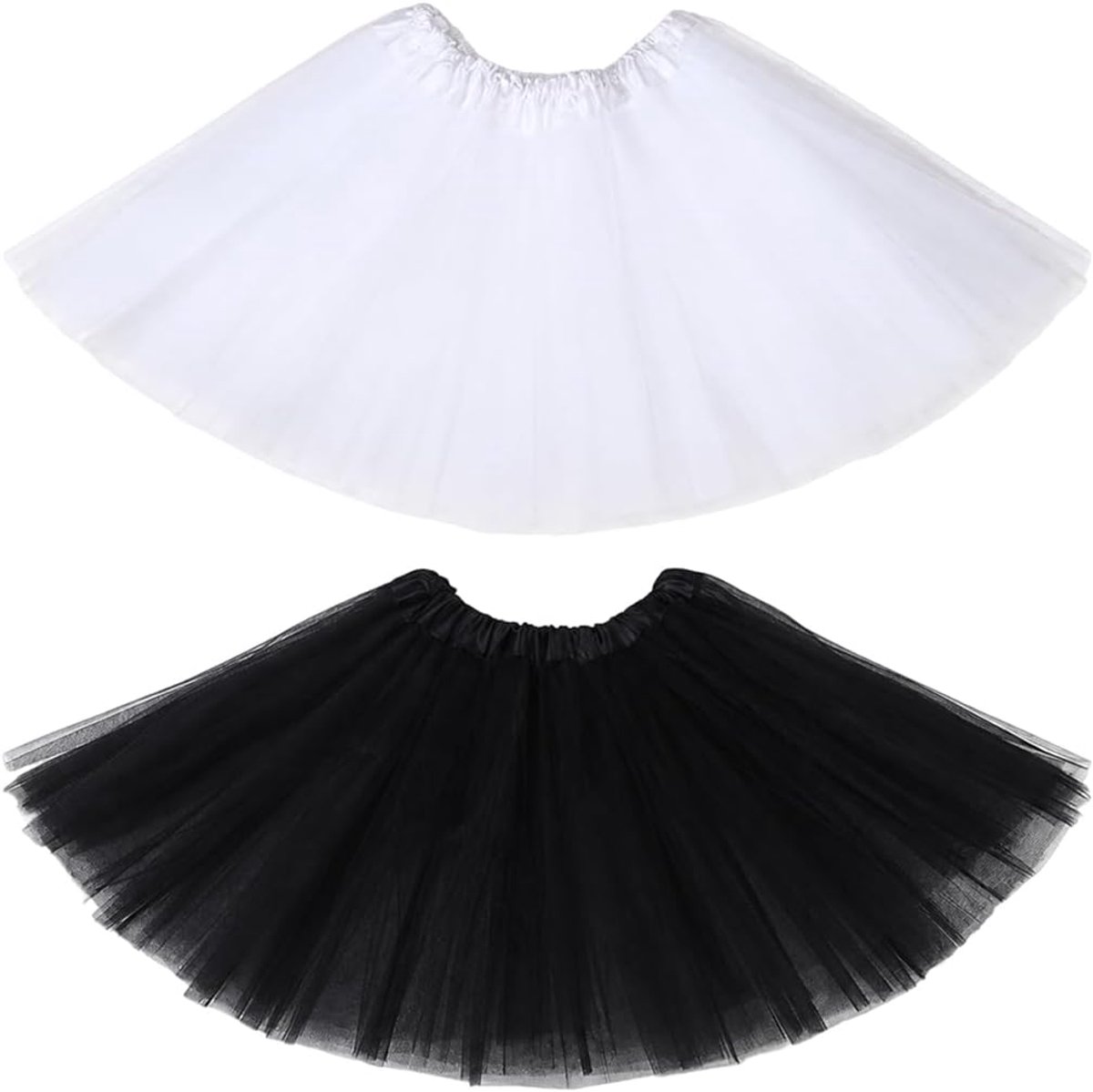 Tutu en Tule rok voor dames - Set 2 stuks Tule rok in wit en zwart voor dans en kostuums