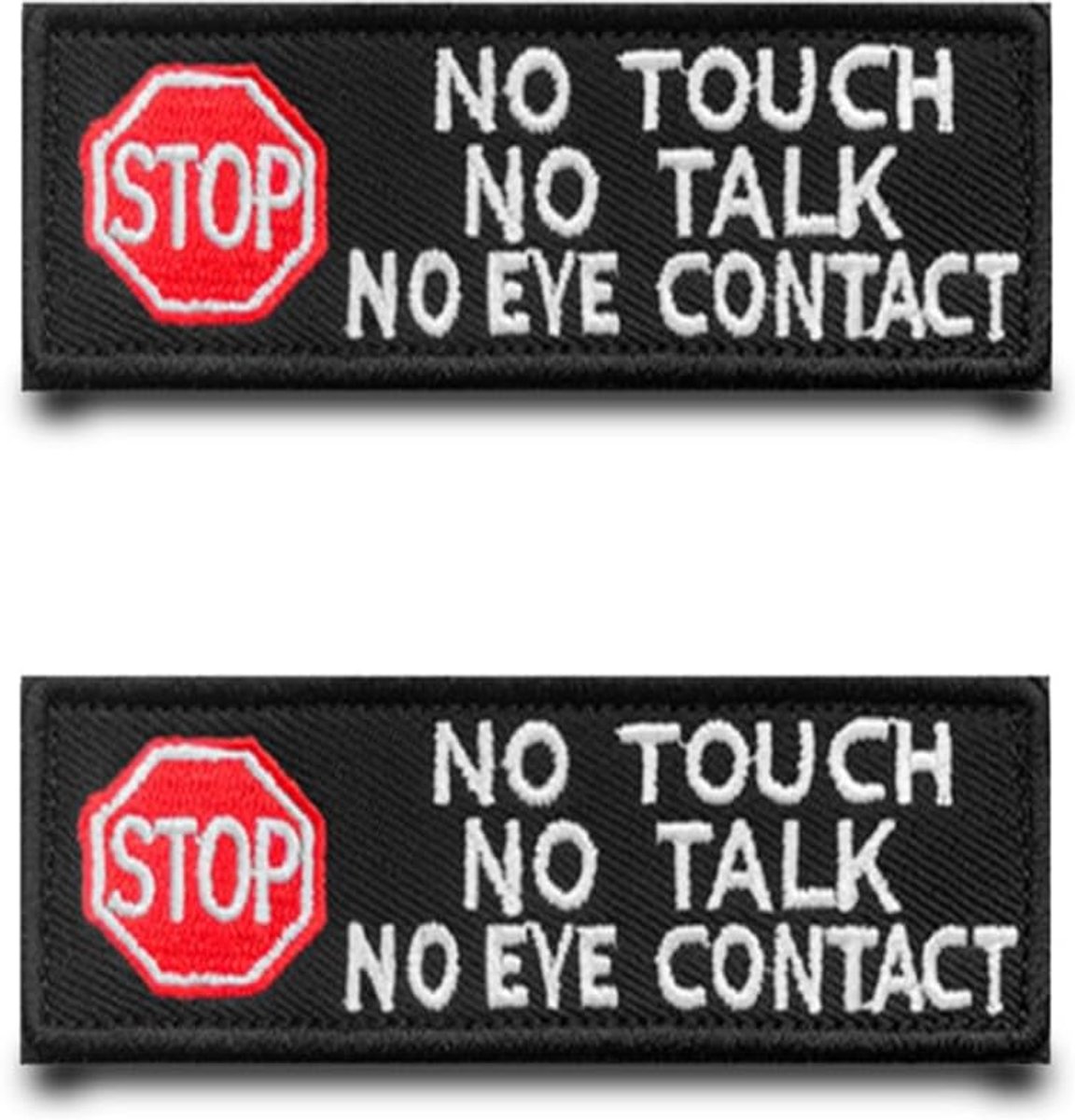 2 stuks "Stop No Touch No Talk No Eye Contact" vlagpatch geborduurde badge patch met nylonband patch applicatie voor blindenhonden, harnas, vest, dienshonden