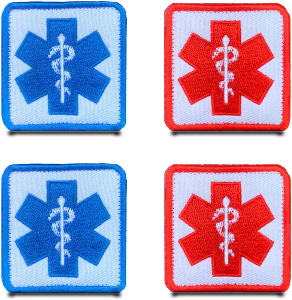 4 stuks blauw en rood EMT sanitair kruis geborduurde patch afneembare patches met Borduurwerk tactische militaire patch applicatie voor rugzakken jas jeans tassen vest hondenharnas kleding