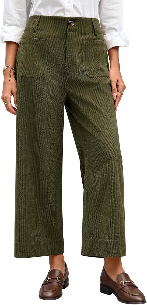 Broek Dames Cropped Wijde Pijpen Broek