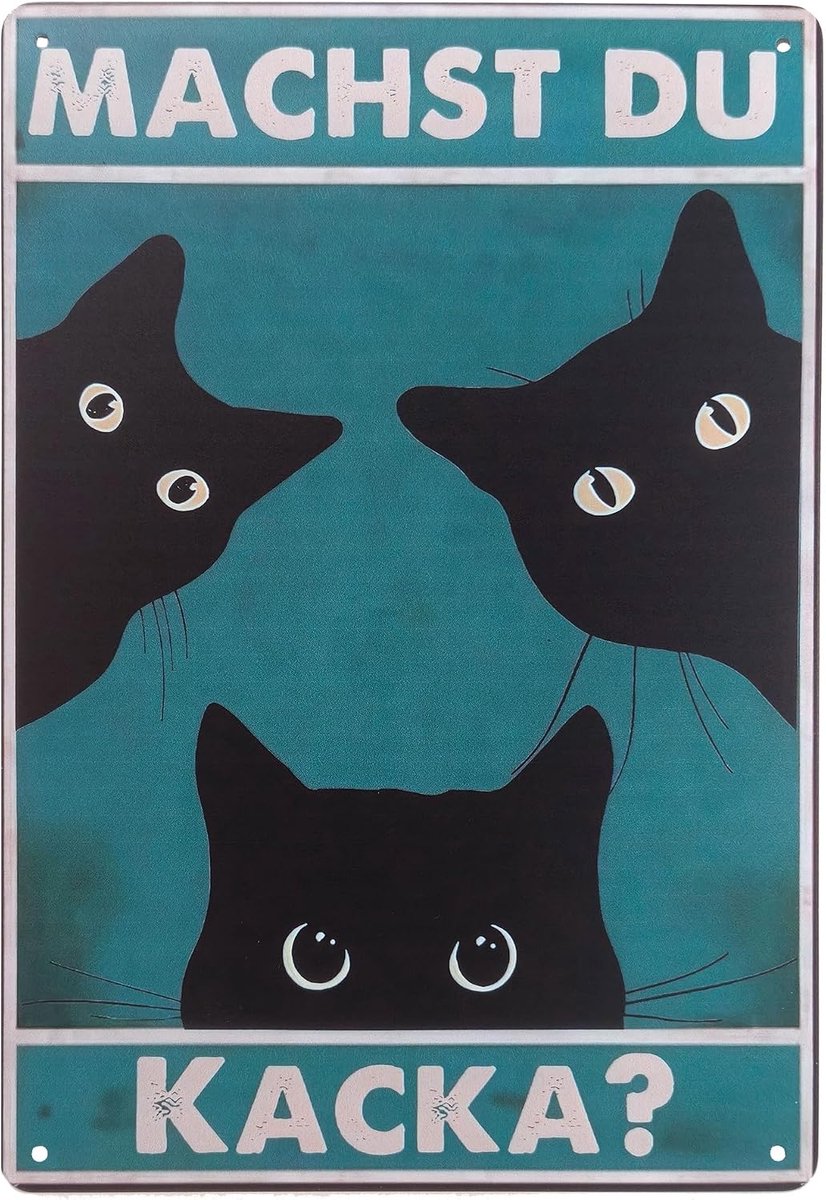 Bord met zwarte katten, decoratief wand- en deurbord