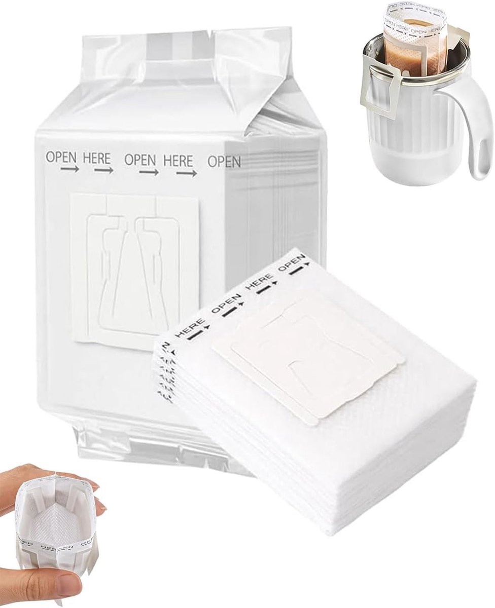 Koffiefilter zakken 50 stuks Hangende Oordrop koffiezak uit papier, draagbare vouwbare koffiefilter voor een kopje, ideaal voor reizen kantoor thuis camping