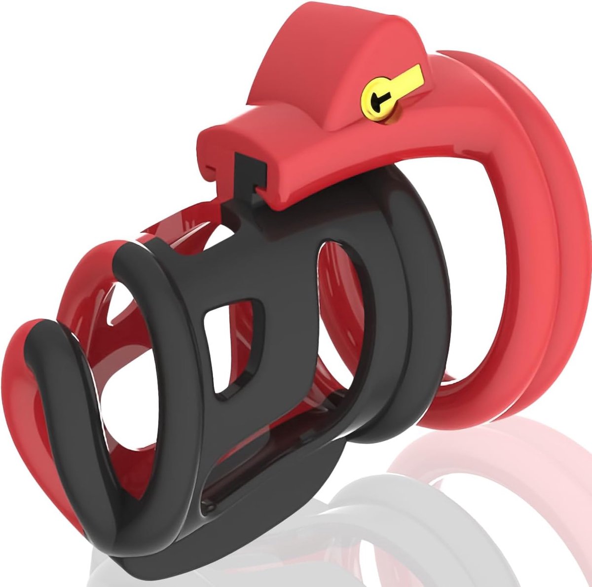 Peniskooi chastity cage mannen kooilengte 6 cm kuiskheidskooi heren peniskooi cock cage set 4 ringen ⌀4/4,3/4,8/5,2 peniskooi kuisheidsgordel voor heren chastity belt penis cage N41 (Rood)