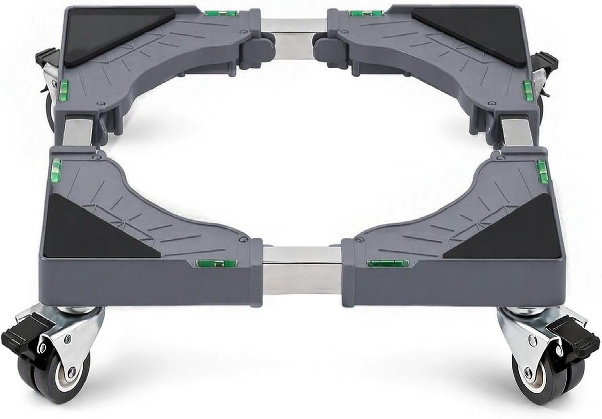 Onderstel voor wasmachine met 4 vergrendelbare zwenkwielen, verstelbare breedte 40-65 cm, draaglast 180 kg, wasmachine-sokkel, rolwagen, onderstel voor wasmachine, droger, koelkast