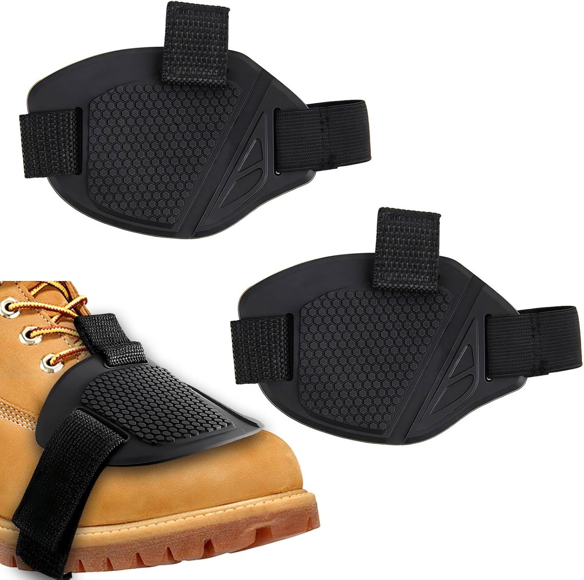 2 stuks motorschoenbeschermer, versnellingspad met verstelbare elastische band, antislip versnellingspad voor versnellingspook, waterdichte versnellingshendel, schoenhoes, universele maat