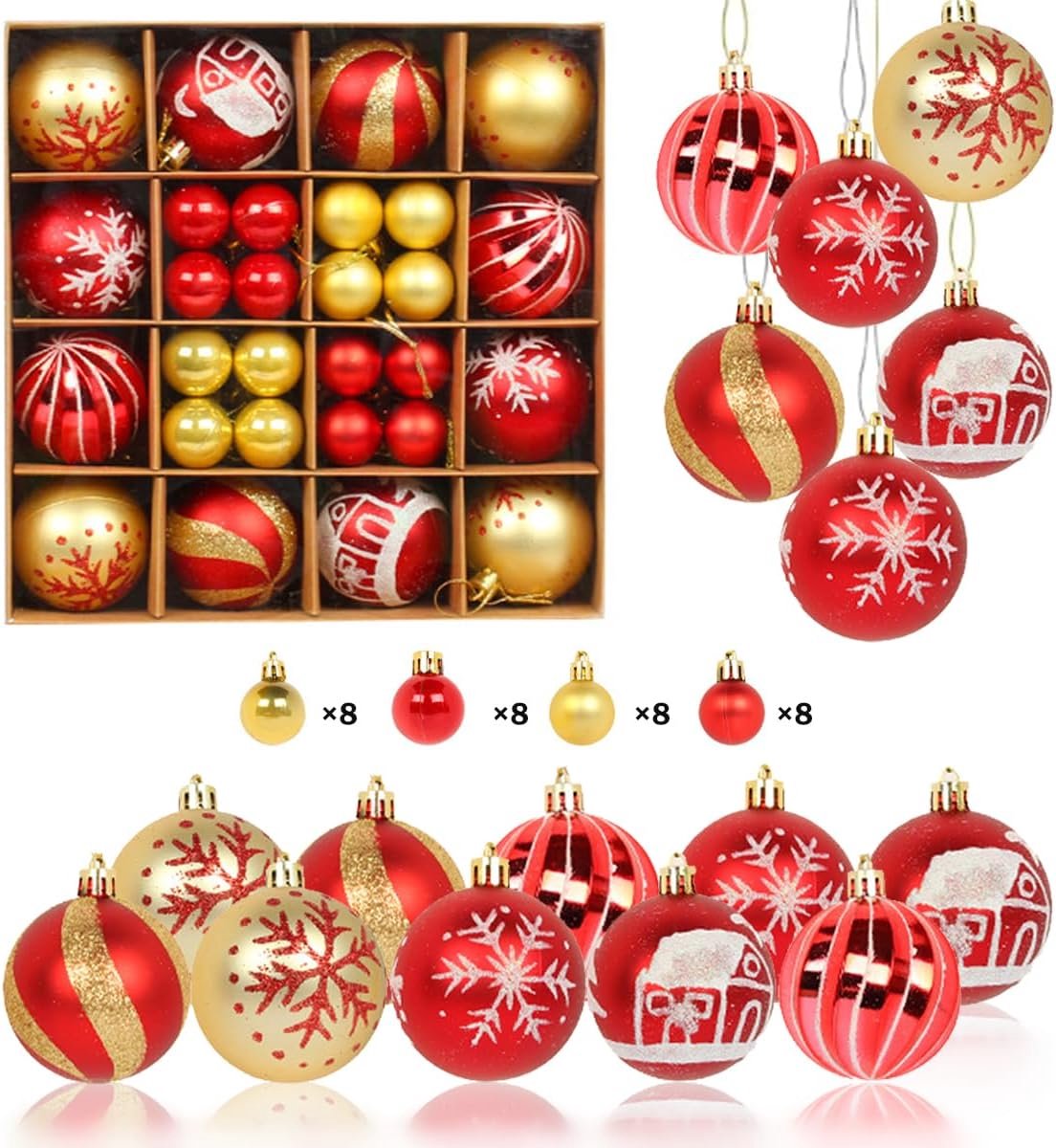 Kerstballen set, onbreekbare decoratieve kerstboomversieringen, geschenken voor kerstboomdecoraties