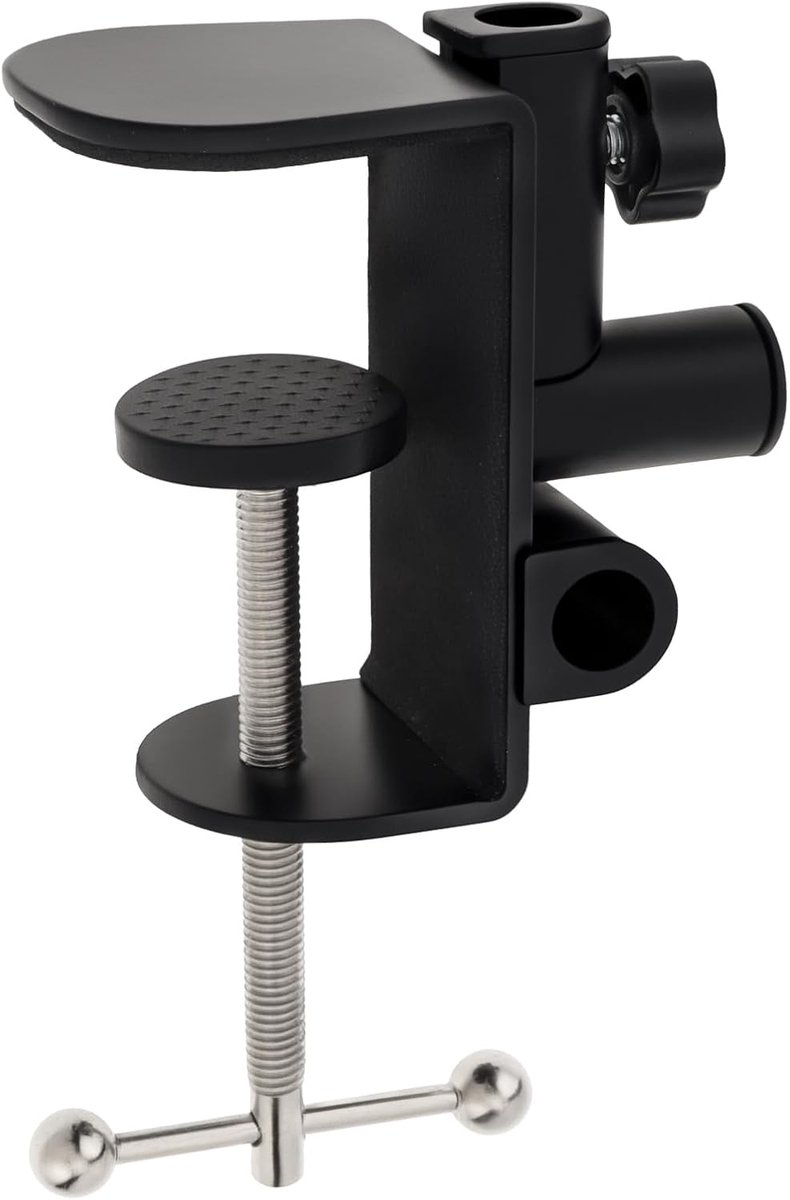 Metalen microfoonklemhouder, 3-in-1 bureau C-klem voor microfoonarm arm standaard, gat van 1,2 cm, geschikt voor bureaubladdikte tot 7 cm