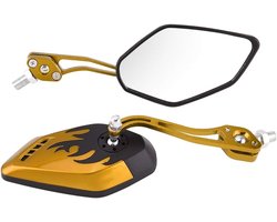 Specchietto Retrovisore Moto, 2 Pezzi 8mm 10mm Specchi Retrovisori Laterali in Alluminio Universale Cafe Racer(Giallo)