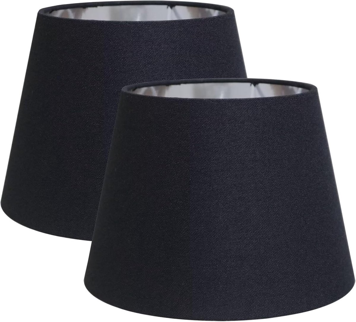 Lampenkappen Moderne Tapered Lampenkap Vervanging Zwart Stof Eenvoudige Stijl Lichtschaduw Met Zilveren Voering voor E27/E14 Tafellamp/Wandlamp