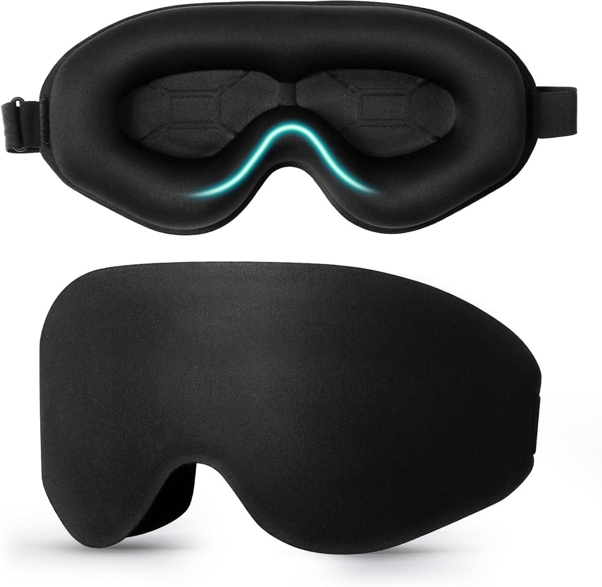 SnelShoppen - 3D Slaapmasker, 100% Lichtdicht, Superzacht en Comfortabel, Verstelbare Oogschelp, Zwart, Ideaal voor Thuis, Reizen en Ontspanning