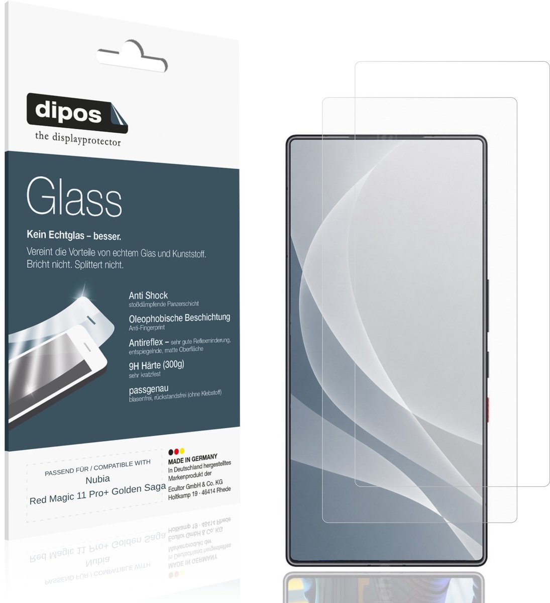 dipos – 2x Matte Pantserfolie geschikt voor Nubia Red Magic 11 Pro+ Golden Saga | 9H Screenprotector