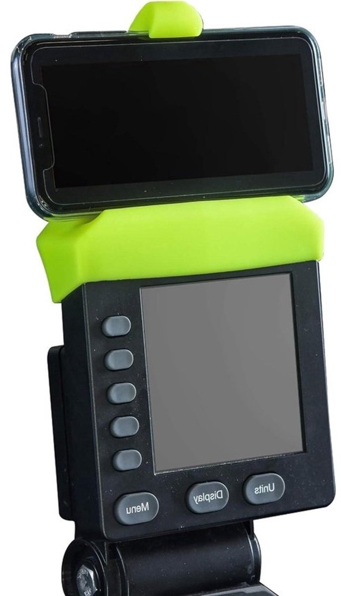 Telefoonhouder voor roeimachine - Smartphonehouder - Entertainment tijdens het trainen - Speciaal ontworpen pasvorm - Voor telefoons tot 10.2 cm breed - Geel