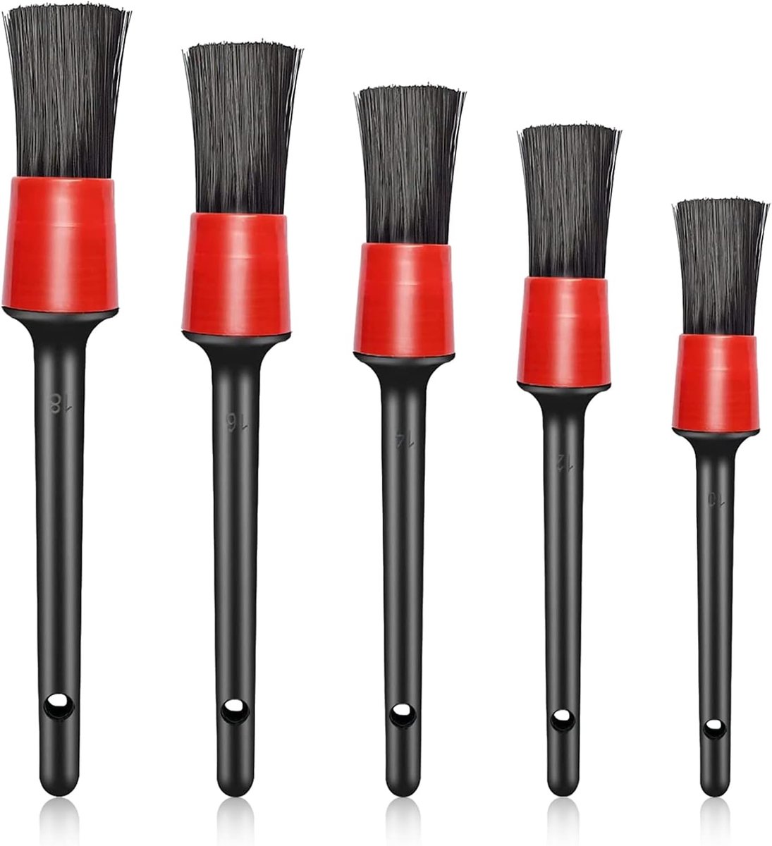 SnelShoppen - Car Detailing Brushes Set 5-delig - Zachte Borstelset voor Auto Interieur en Exterieur - Geen Krassen - Boar Hair Doekjes - Voor Wielen,