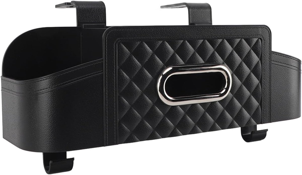 Autostoel-organizer met bekerhouder - plastic multifunctionele opbergdoos - met tissuebox en telefoonhouder - ShopVlot
