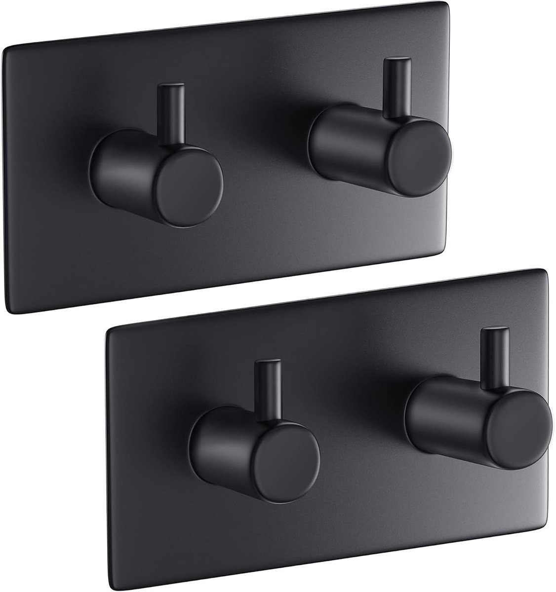 Handdoekhouder zonder boren, set van 2, badkamer handdoekhouder van roestvrij staal, extra sterke zelfklevende kleefhaken, zelfklevende haken voor bad en keuken, zwart