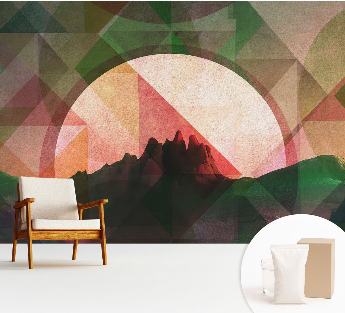 Wallfluent Fotobehang - Groente Vliesbehang - 312x219 cm - Schilderachtige Heuvels Muurschildering - Slaapkamer behang Abstractie - Fotobehang Vlies - Slaapkamer behang